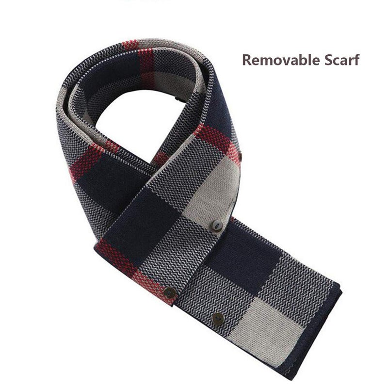 WULFUL Menâ€™s Wool Blend Winter Coat Slim Fit Short Trenchcoat Warm Business Jacket with Detachable Soft Wool Scarf - Image 3